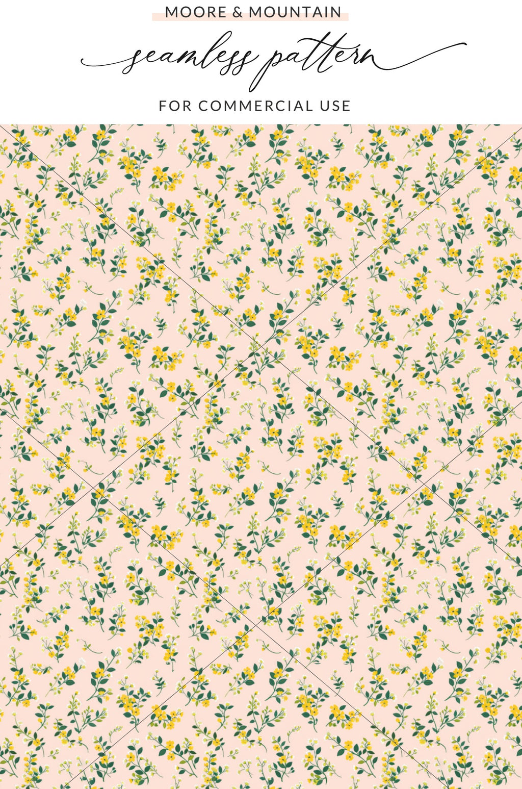 Yellow and Green Floral Seamless Pattern for Commercial Use