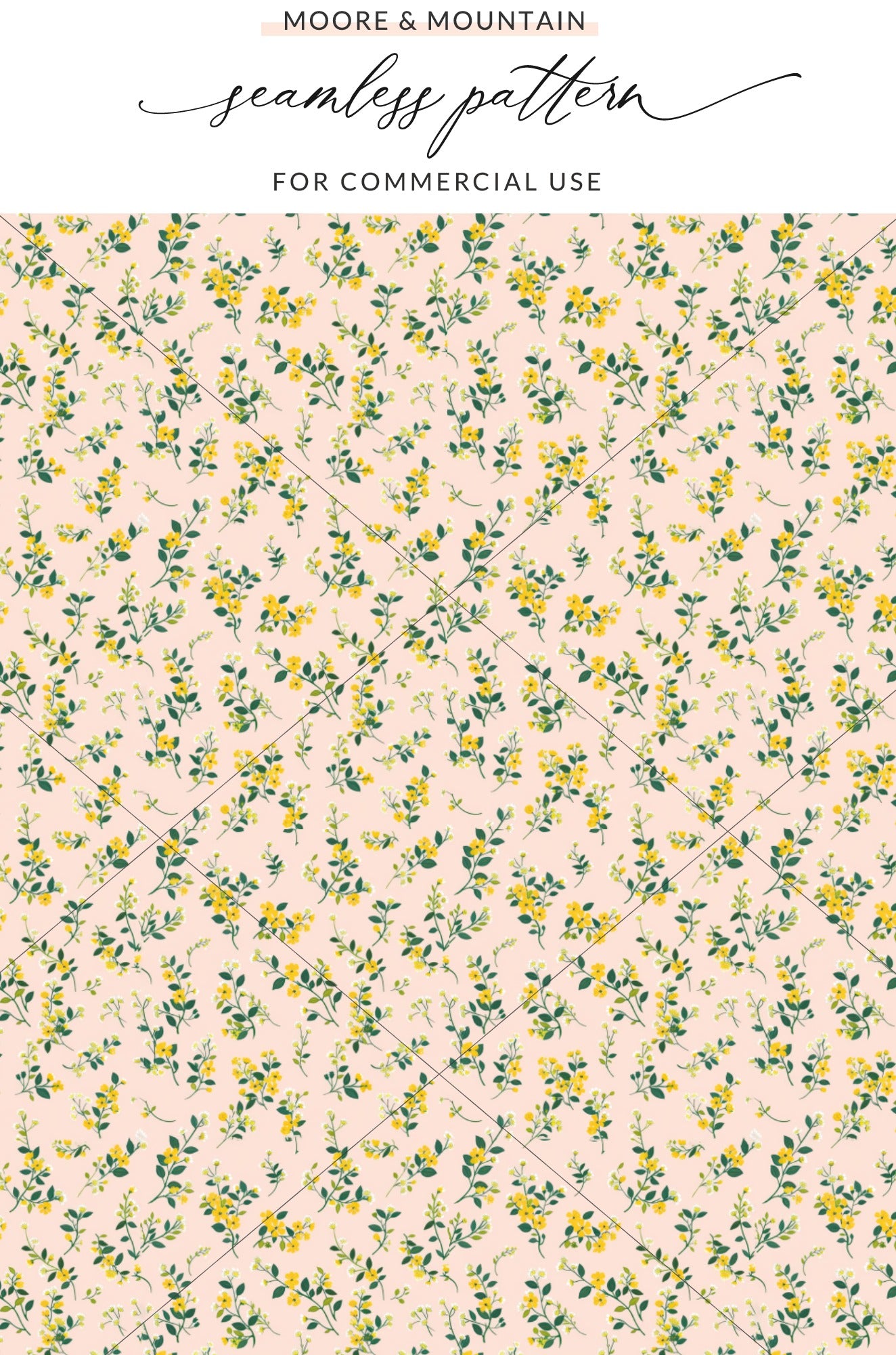 Yellow and Green Floral Seamless Pattern for Commercial Use