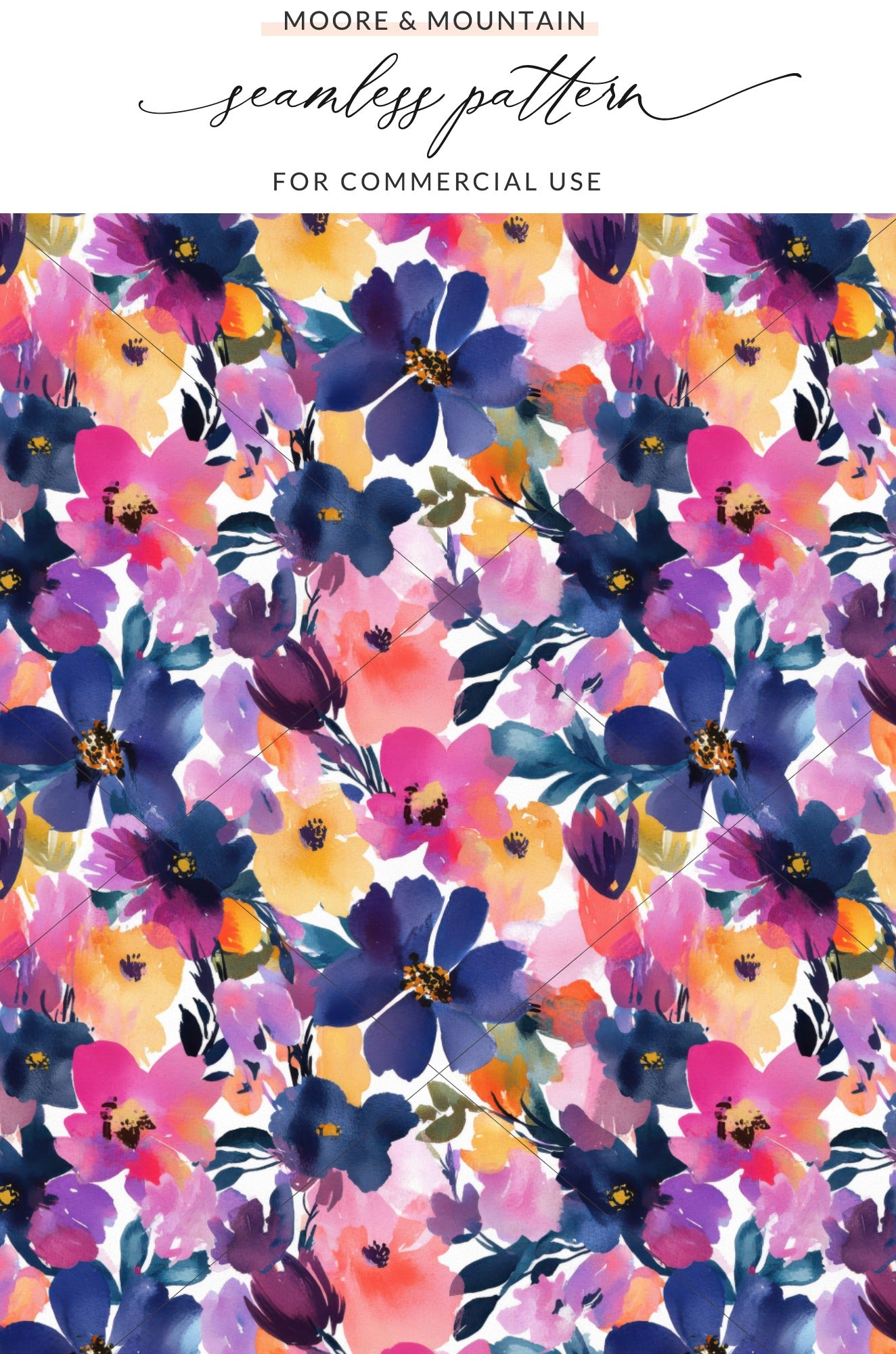 Vibrant Floral Seamless Pattern for Commercial Use