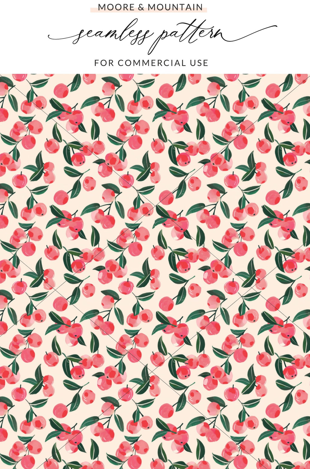 Cherry Blossom Botanical Seamless Pattern for Commercial Use