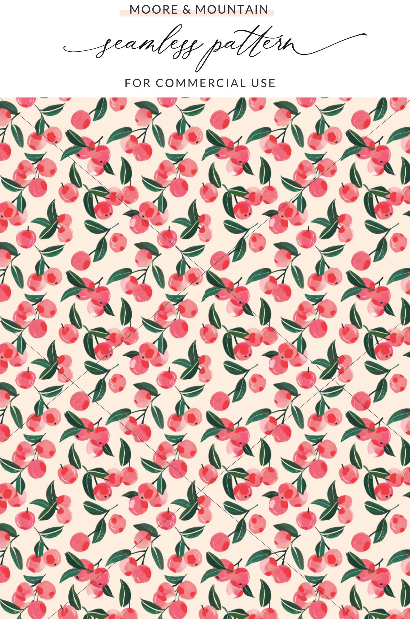 Cherry Blossom Botanical Seamless Pattern for Commercial Use