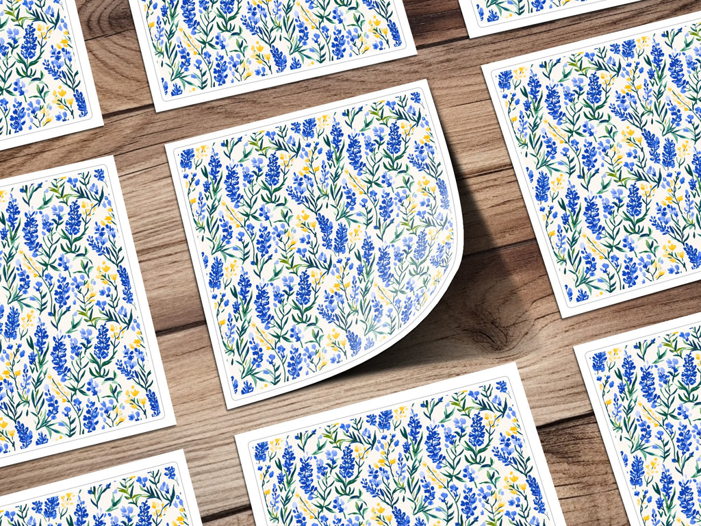 Beautiful Blue and Yellow Floral Pattern Sticker Sheets