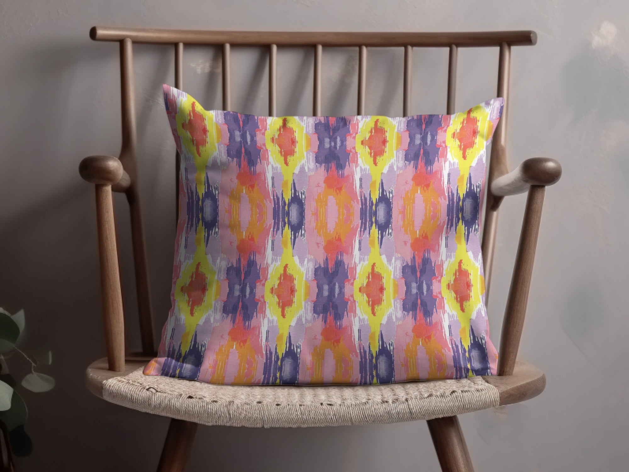 Abstract Multicolor Ikat Design Accent Pillow product