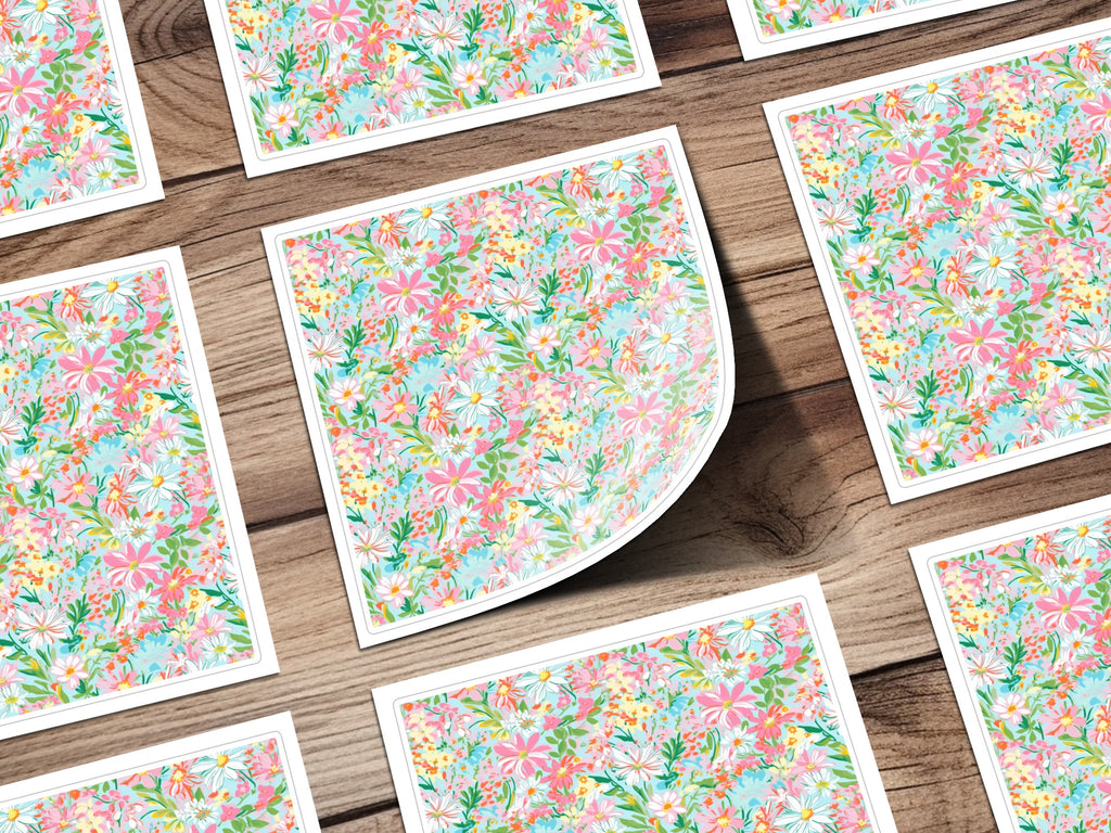 Colorful Floral Print Square Decorative Paper Sheets