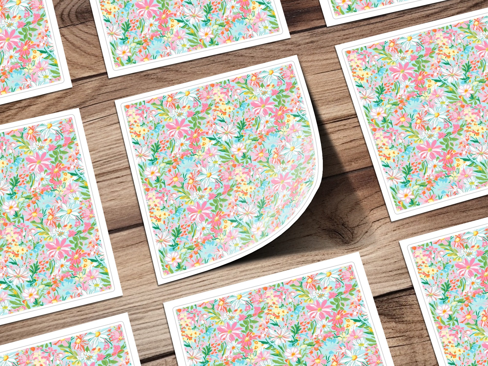 Colorful Floral Print Square Decorative Paper Sheets
