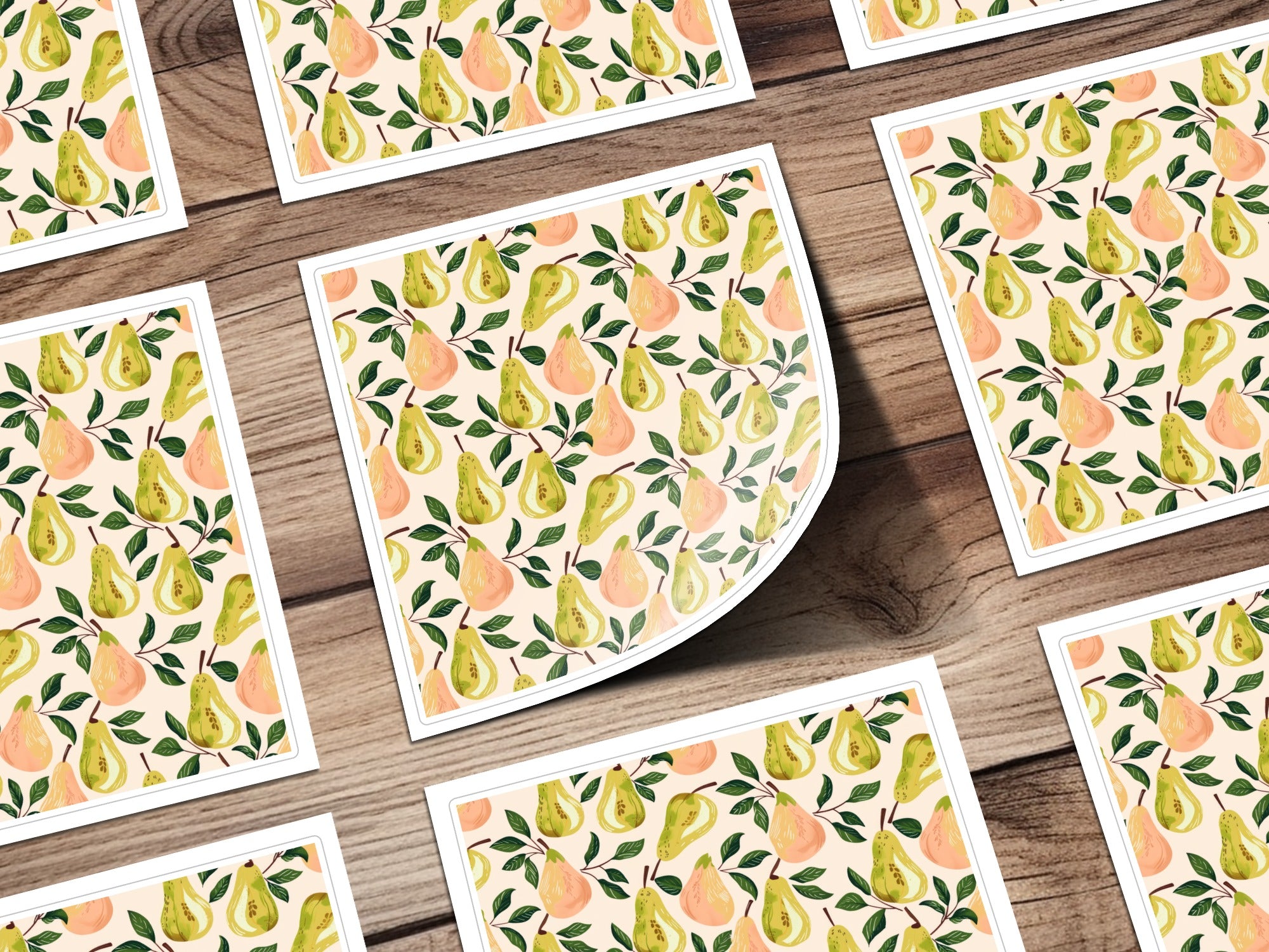 Colorful Pear and Leaf Pattern Sticker Sheets