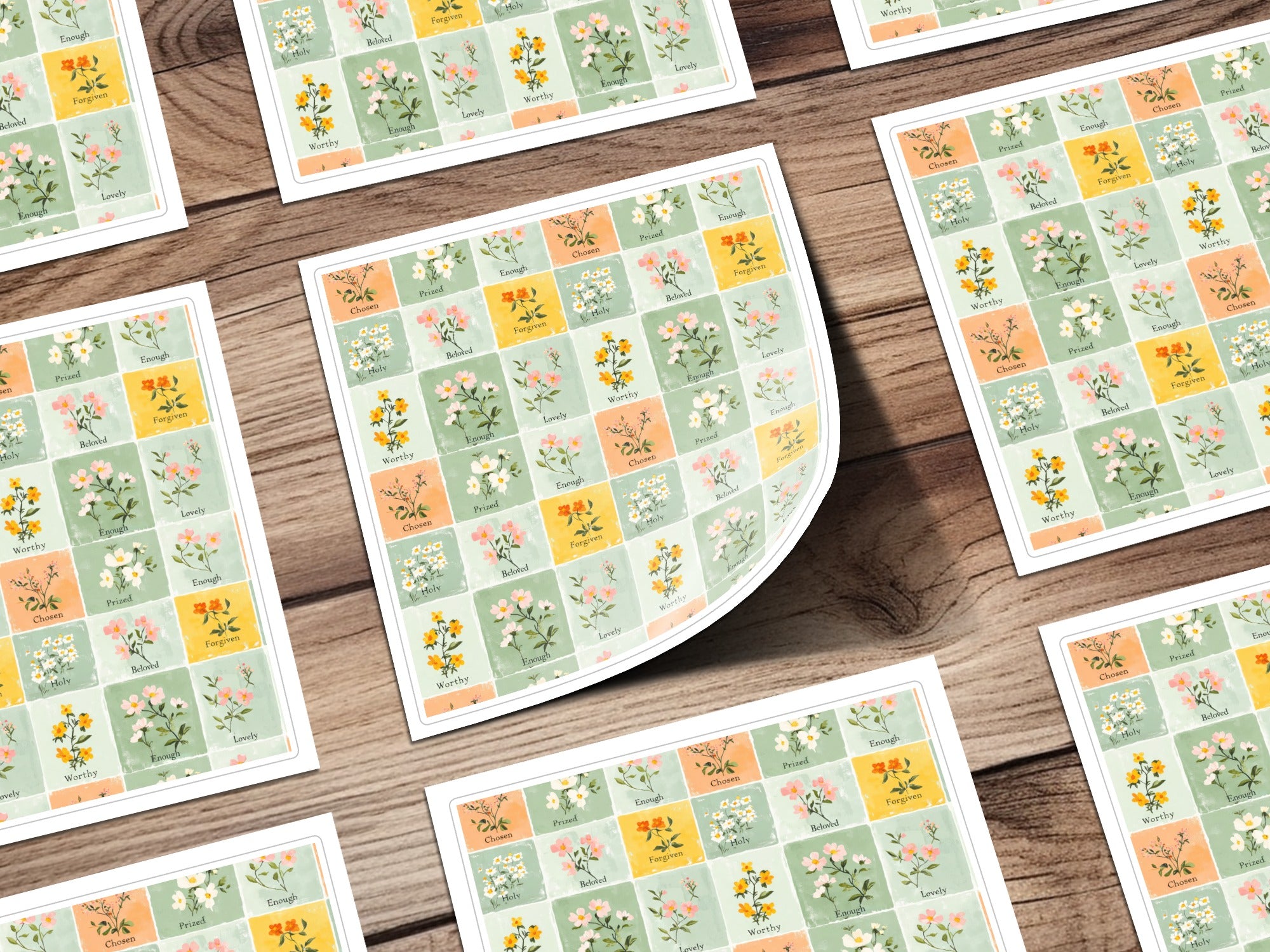 Inspirational Flower Stickers with Motivational Words