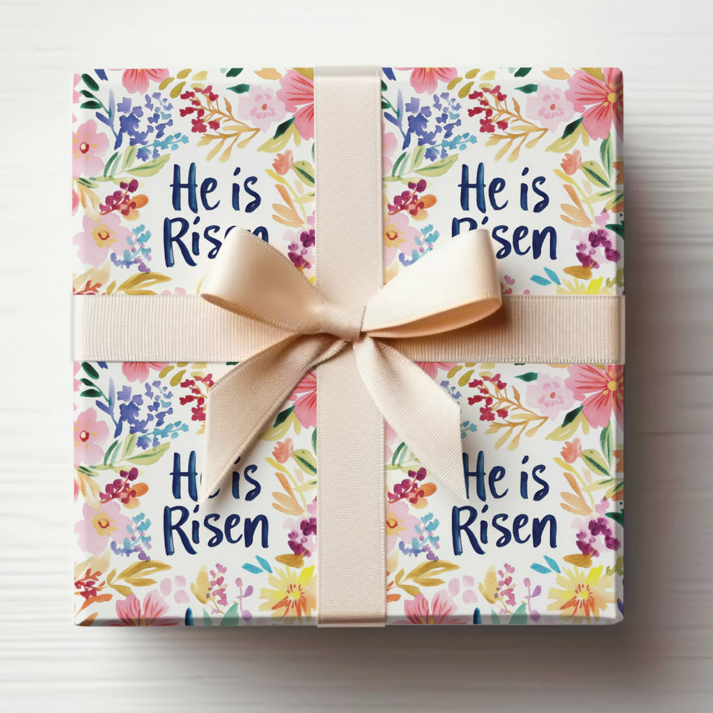 He Is Risen Floral Design Gift Wrap Paper Sheets
