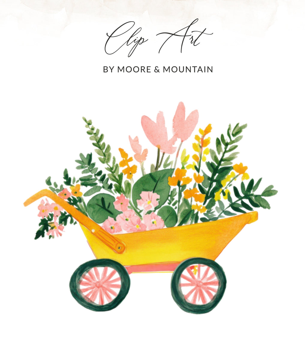Yellow wheelbarrow overflowing with colorful flowers and greenery.