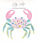 Pink crab with floral design and text "Clip Art" by Moore & Mountain.