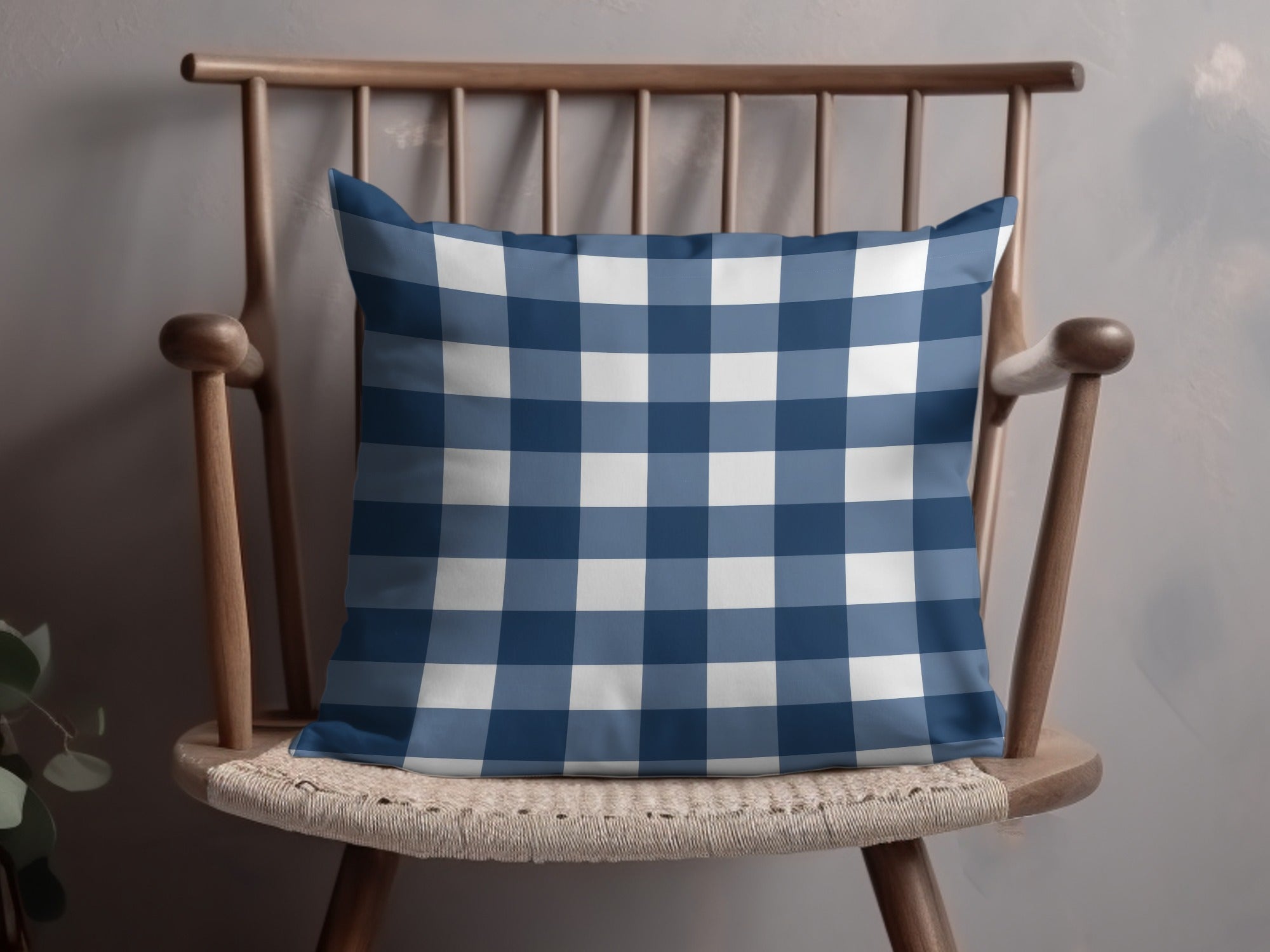Blue and White Buffalo Checkered Cushion Pillow