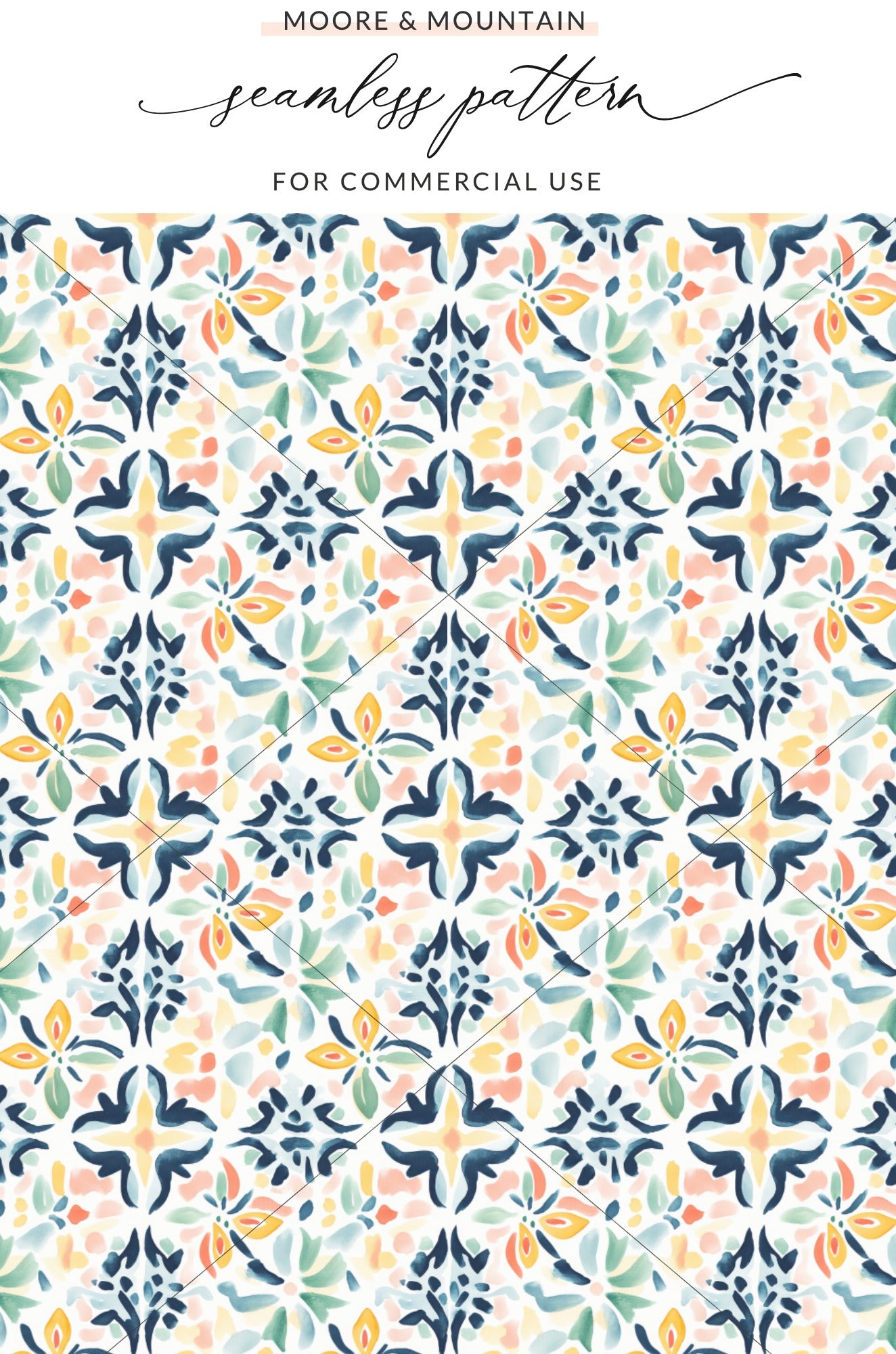 Moore & Mountain watercolor floral tile seamless pattern product type
