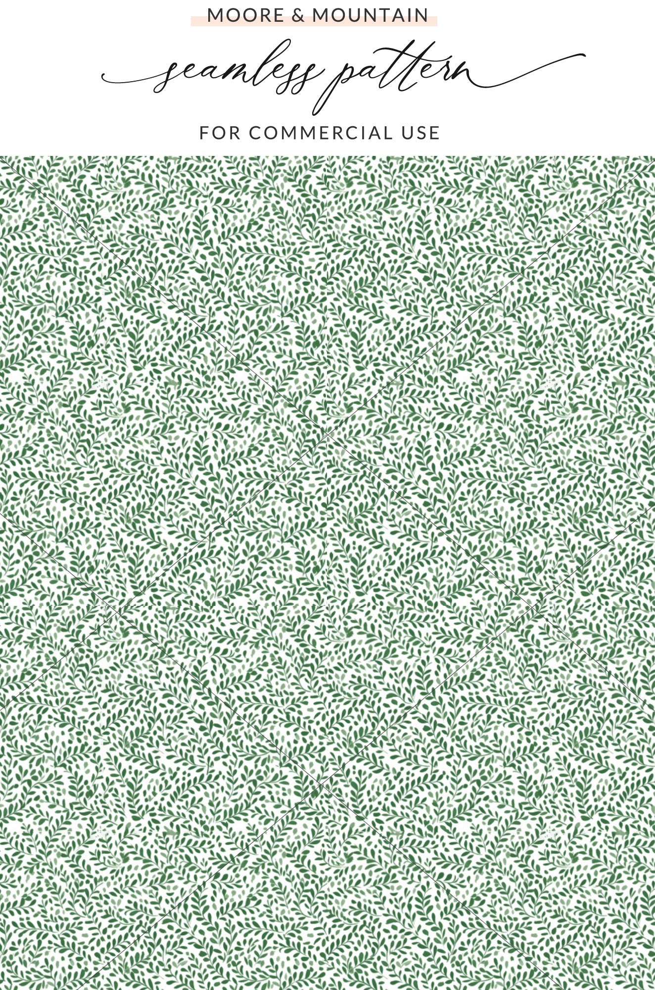 Green Botanical Leaves Seamless Pattern for Commercial Use