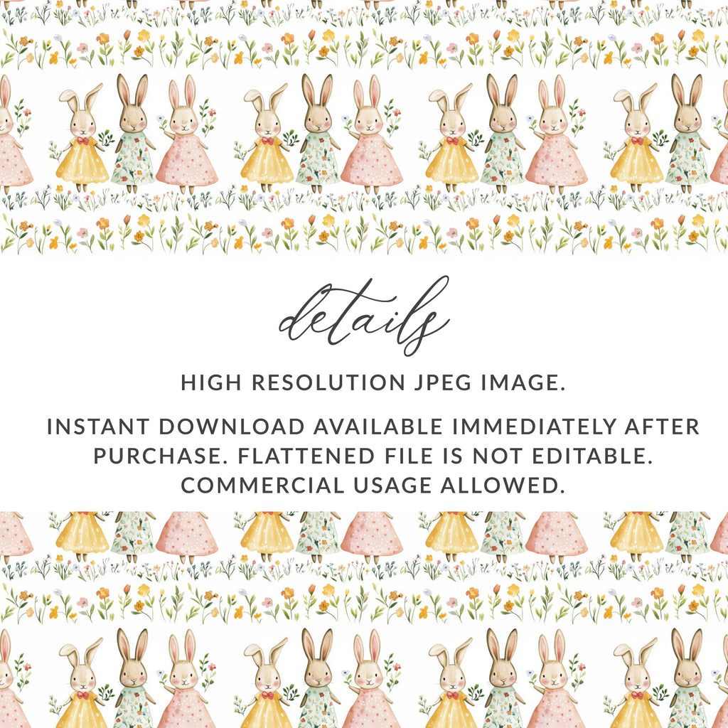 Watercolor Bunny Garden Floral Seamless Pattern product type