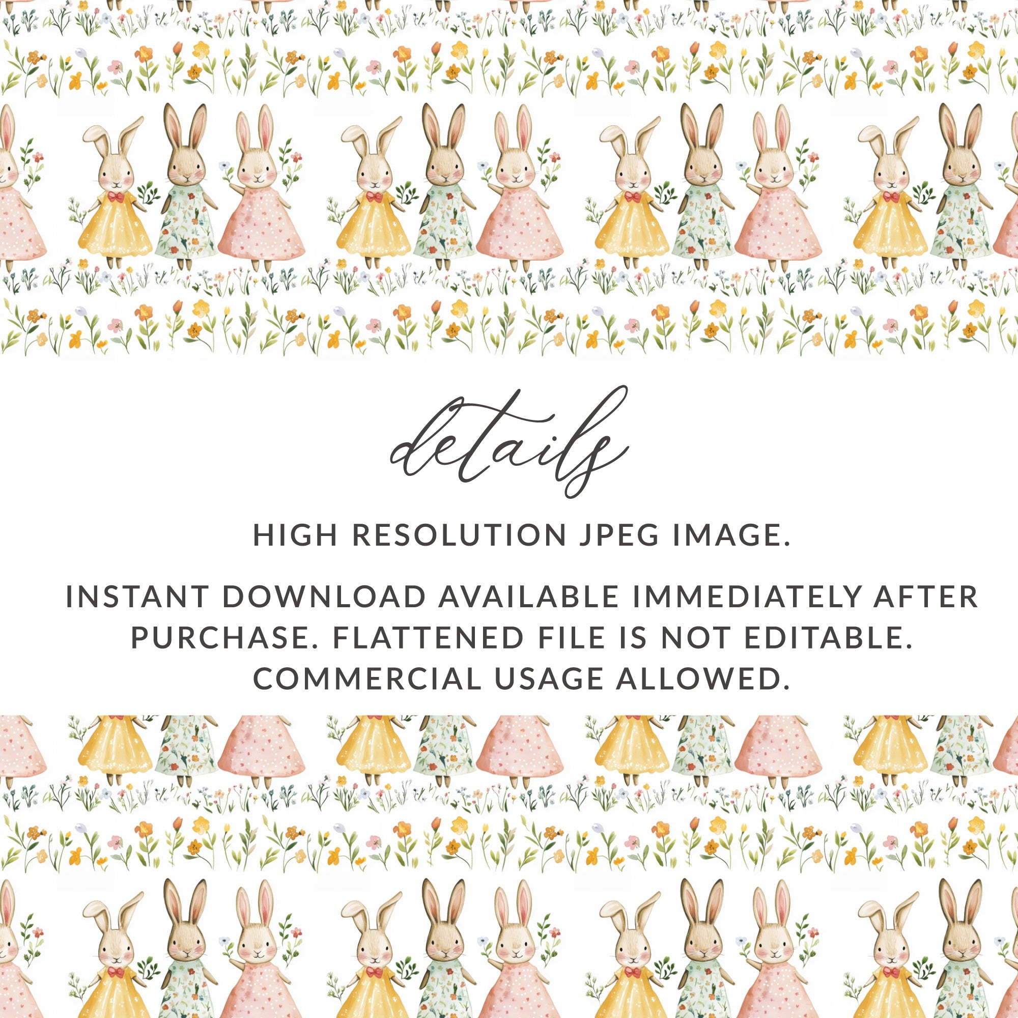 Watercolor Bunny Garden Floral Seamless Pattern product type