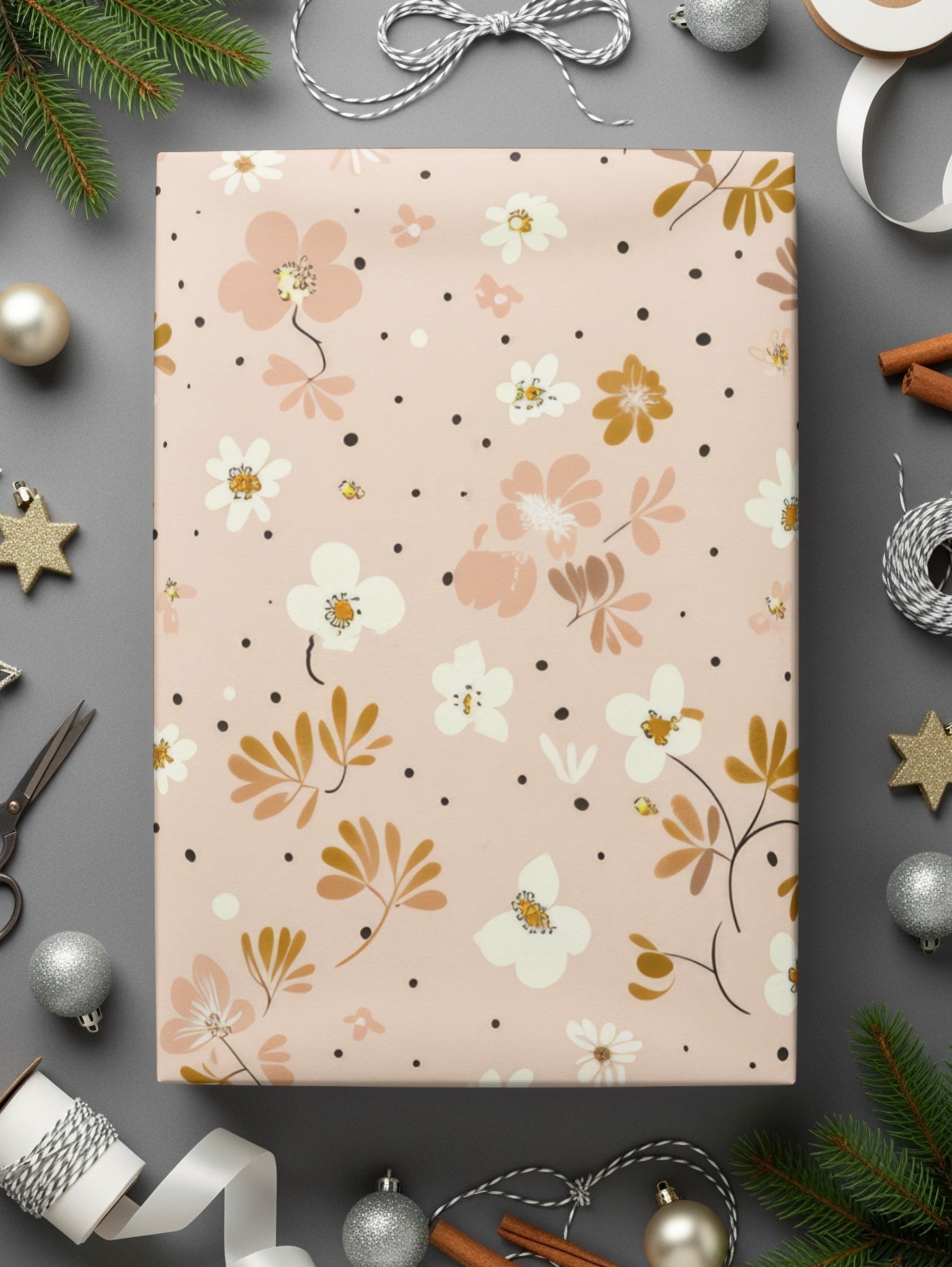 Floral Pink and White Gift Wrapping Paper