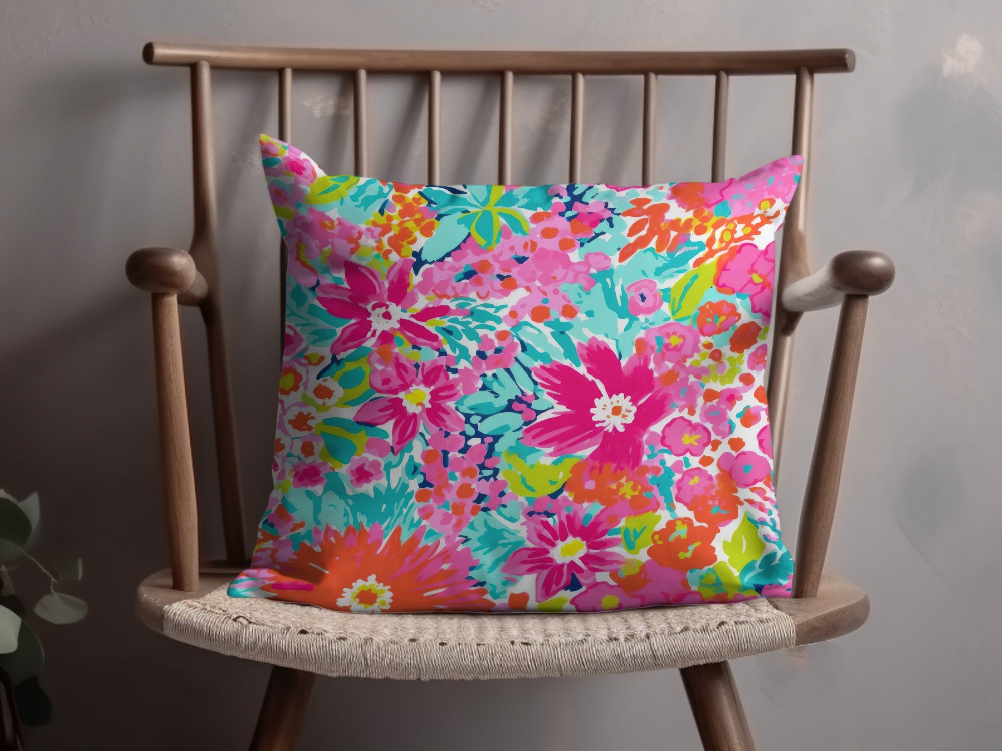 Vibrant Floral Design Decorative Throw Pillow Cover