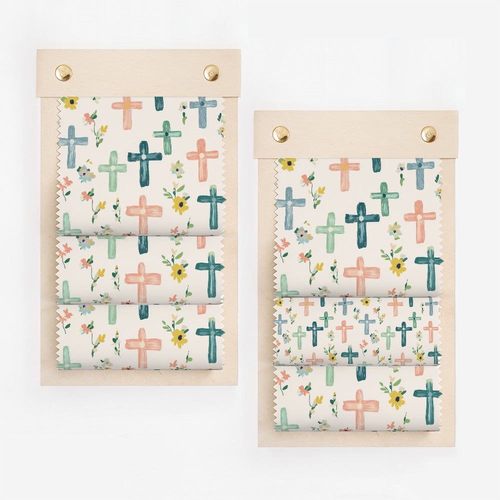 Hand-painted Cross and Floral Design Fabric Product