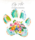 Paw print with colorful floral brushstrokes and "Clip Art" text.
