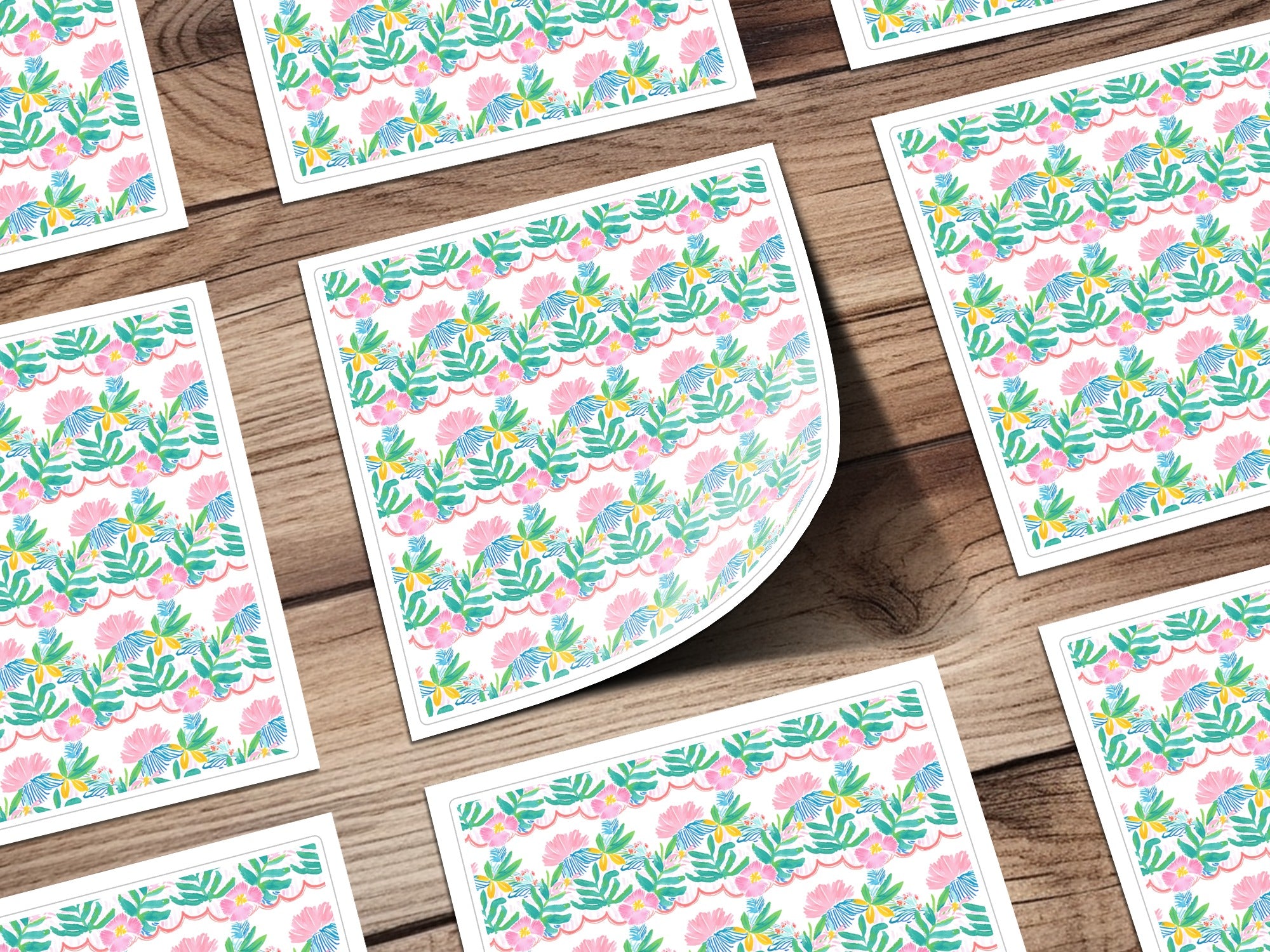 Pink Blue Green Yellow Floral Wave Pattern Product Type