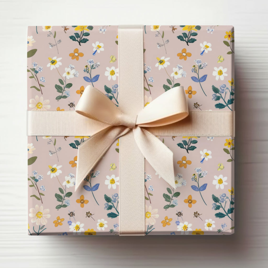 Elegant Floral Design Gift Wrapping Paper with Bow
