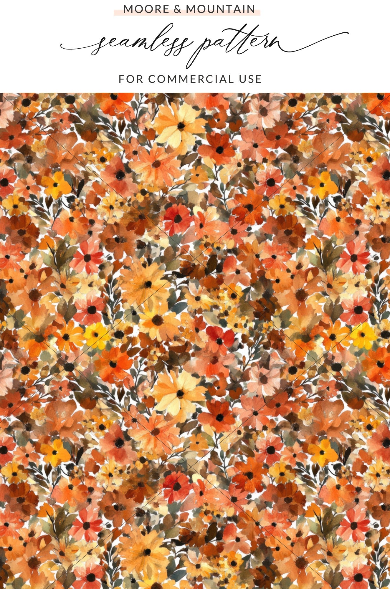 Autumn Floral Seamless Pattern for Commercial Use