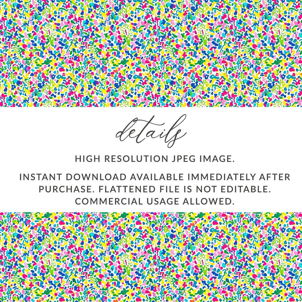 Colorful abstract pattern with text about digital download details.
