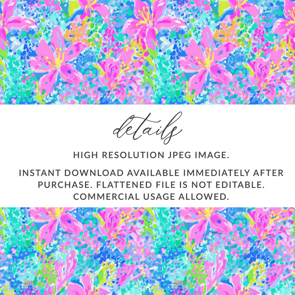 Floral pattern with text overlay: high resolution JPEG image, instant download.