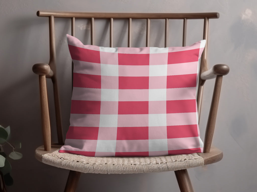 Red and White Checkered Pattern Decorative Pillow