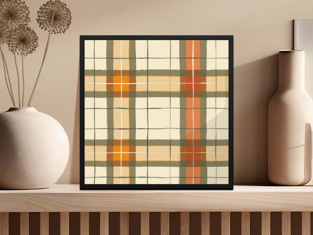Modern Plaid Pattern Framed Art Decor for Your Home
