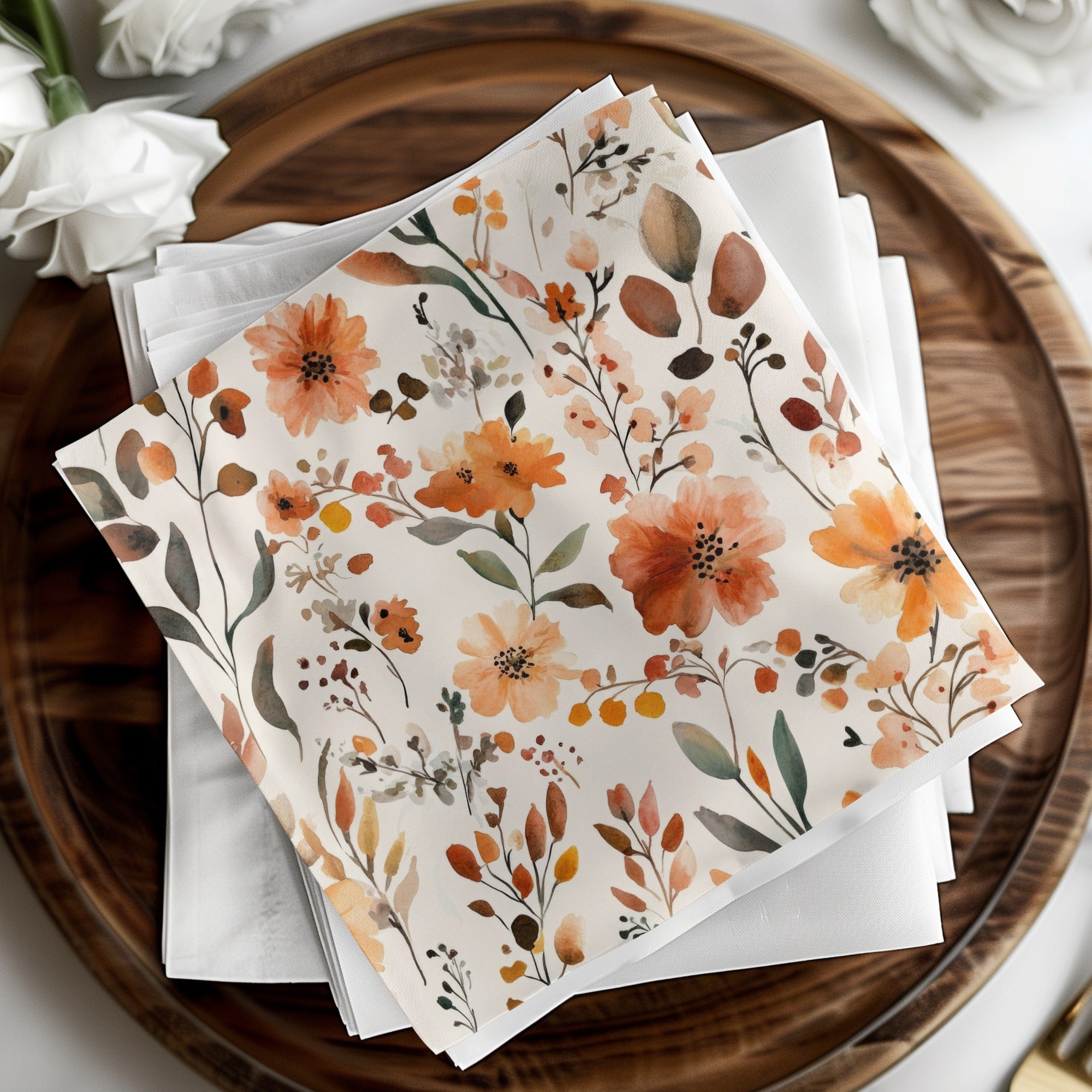 Beautiful Autumn Rustic Floral Design Napkin Set