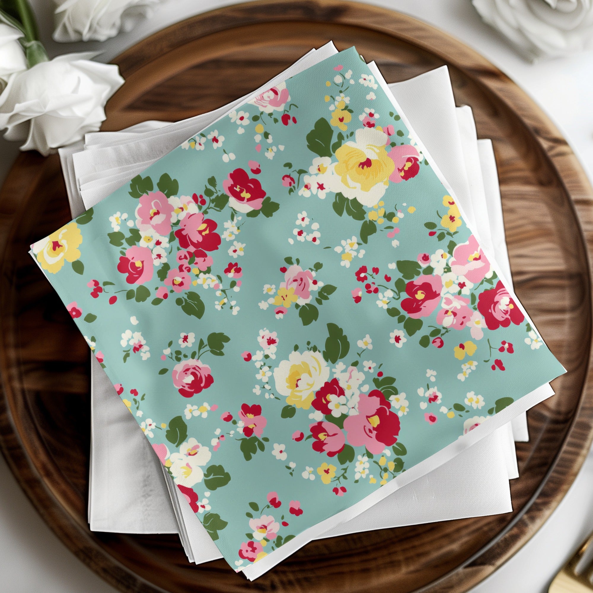 Floral Patterned Paper Napkin Set for Home Decor