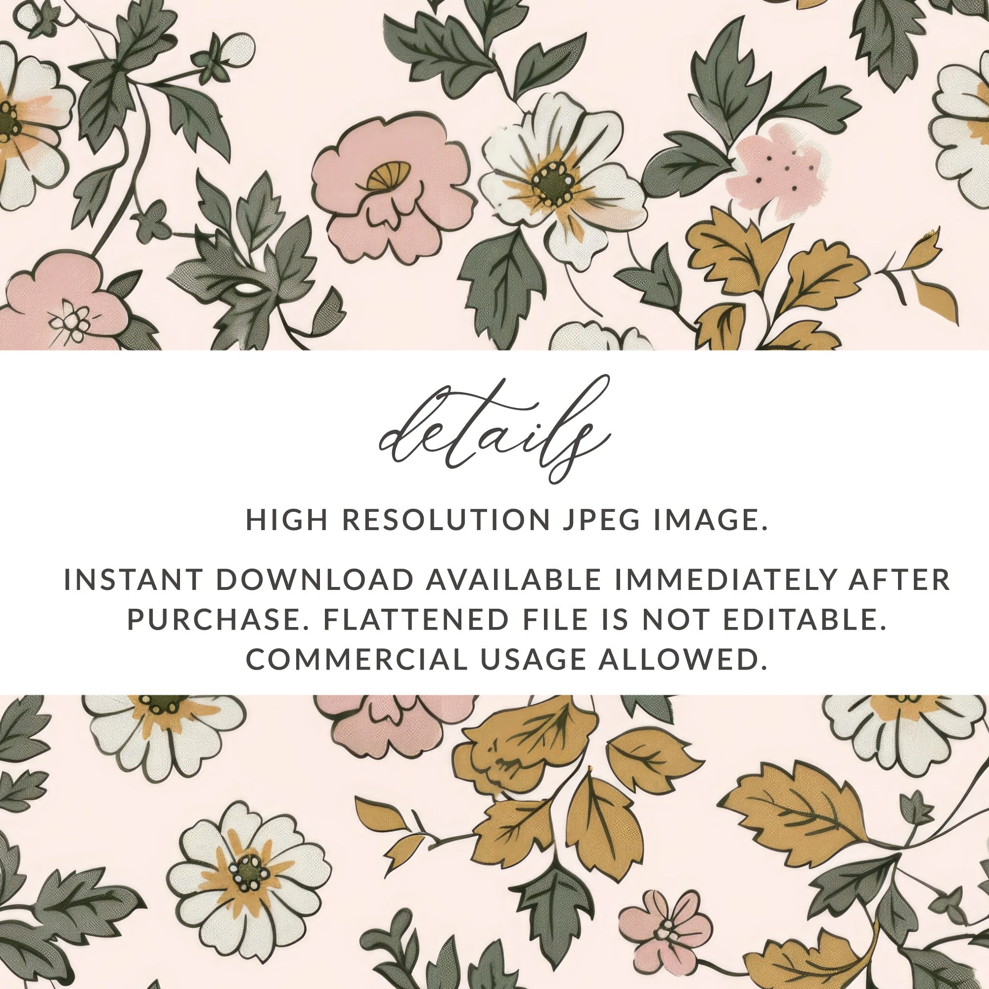 High Resolution Floral Pattern Instant Download JPEG Image