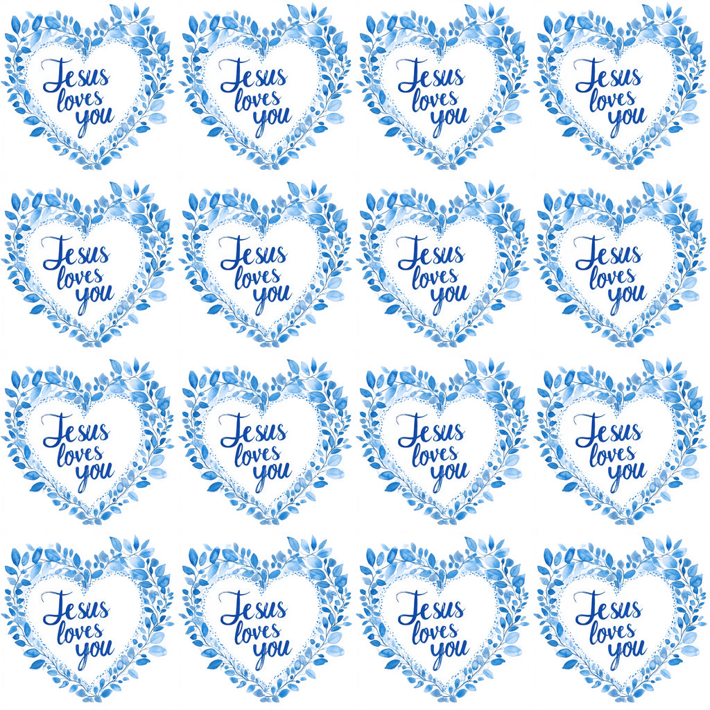 Jesus loves you blue heart leaf foliage faith pattern product type
Jesus loves you
Blue heart
Leaf pattern
Watercolor design
Christian pattern
Religious art
Spiritual print
Inspirational text
Faith motif
Botanical heart
Love message
Scripture art
Divine love
Graceful design
Holy inspiration
Peaceful print
Belief symbol
Decorative pattern
Repeat print
God's love