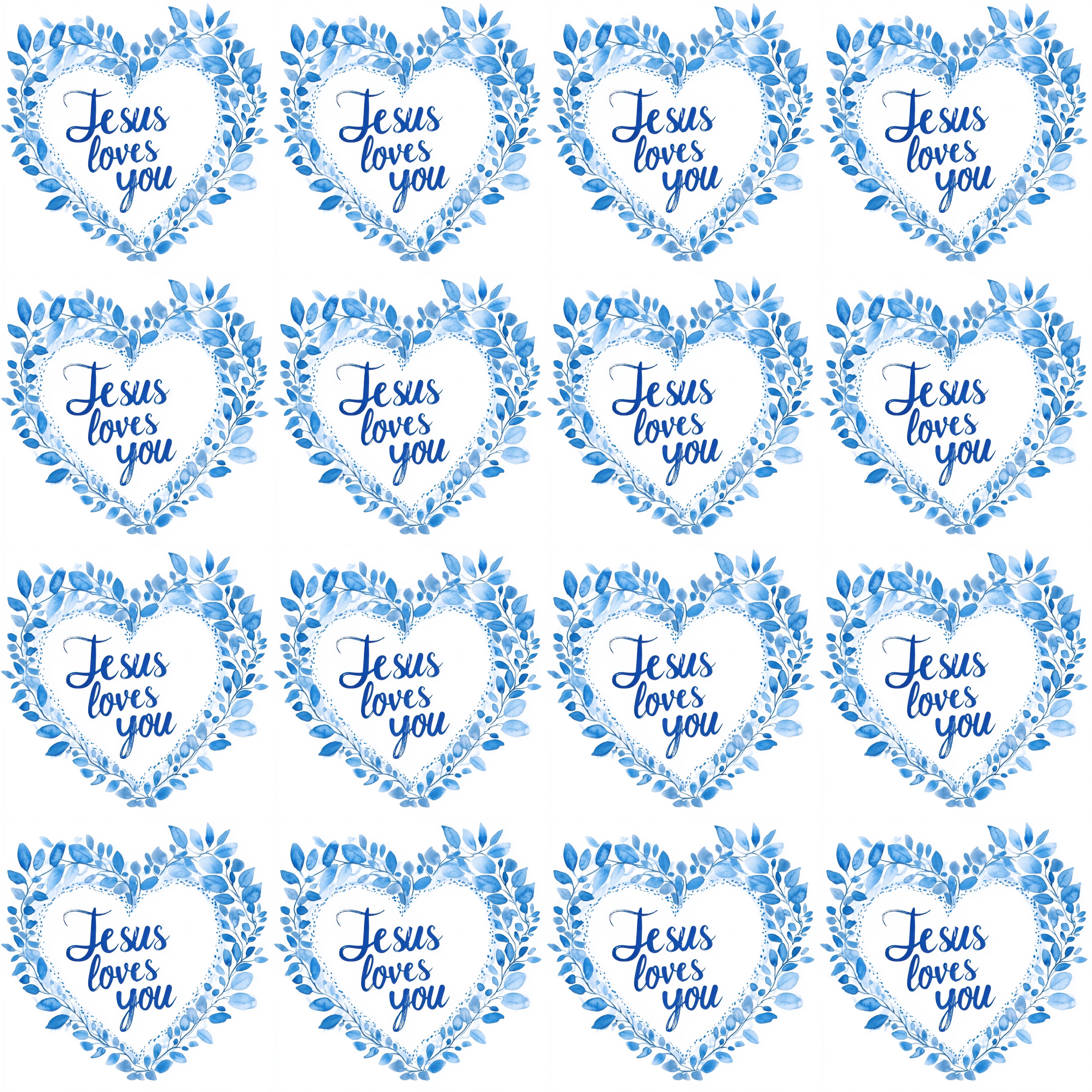 Jesus loves you blue heart leaf foliage faith pattern product type
Jesus loves you
Blue heart
Leaf pattern
Watercolor design
Christian pattern
Religious art
Spiritual print
Inspirational text
Faith motif
Botanical heart
Love message
Scripture art
Divine love
Graceful design
Holy inspiration
Peaceful print
Belief symbol
Decorative pattern
Repeat print
God's love