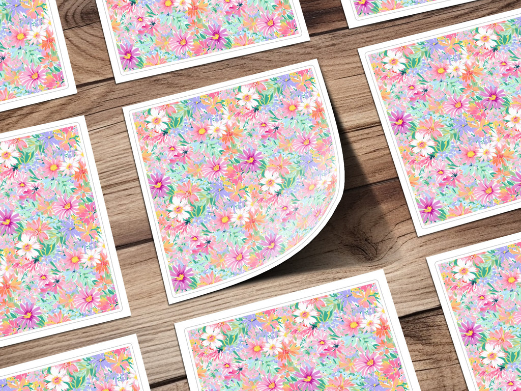 Vibrant Floral Patterned Sticker Sheets Stationery Set