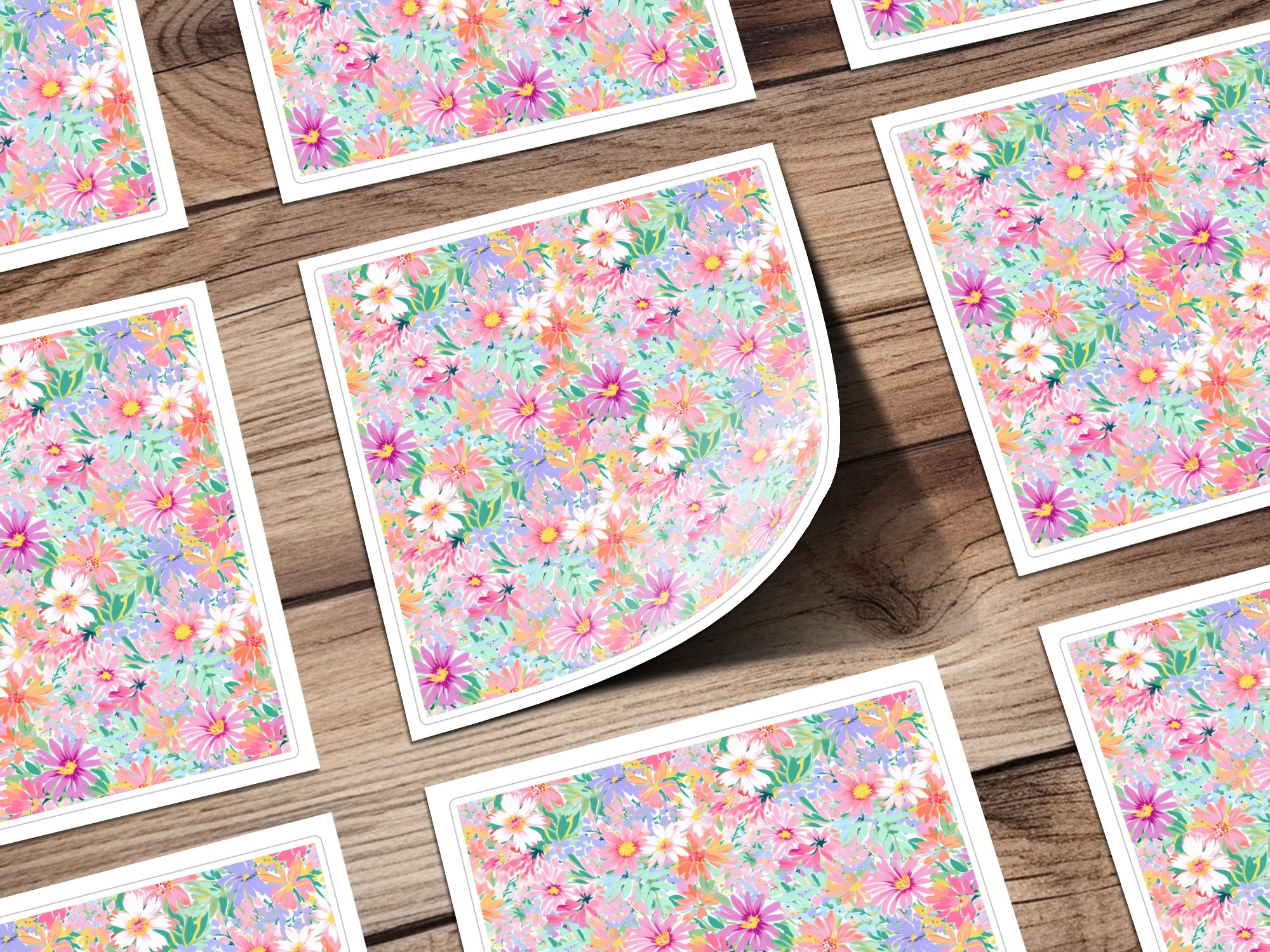 Vibrant Floral Patterned Sticker Sheets Stationery Set