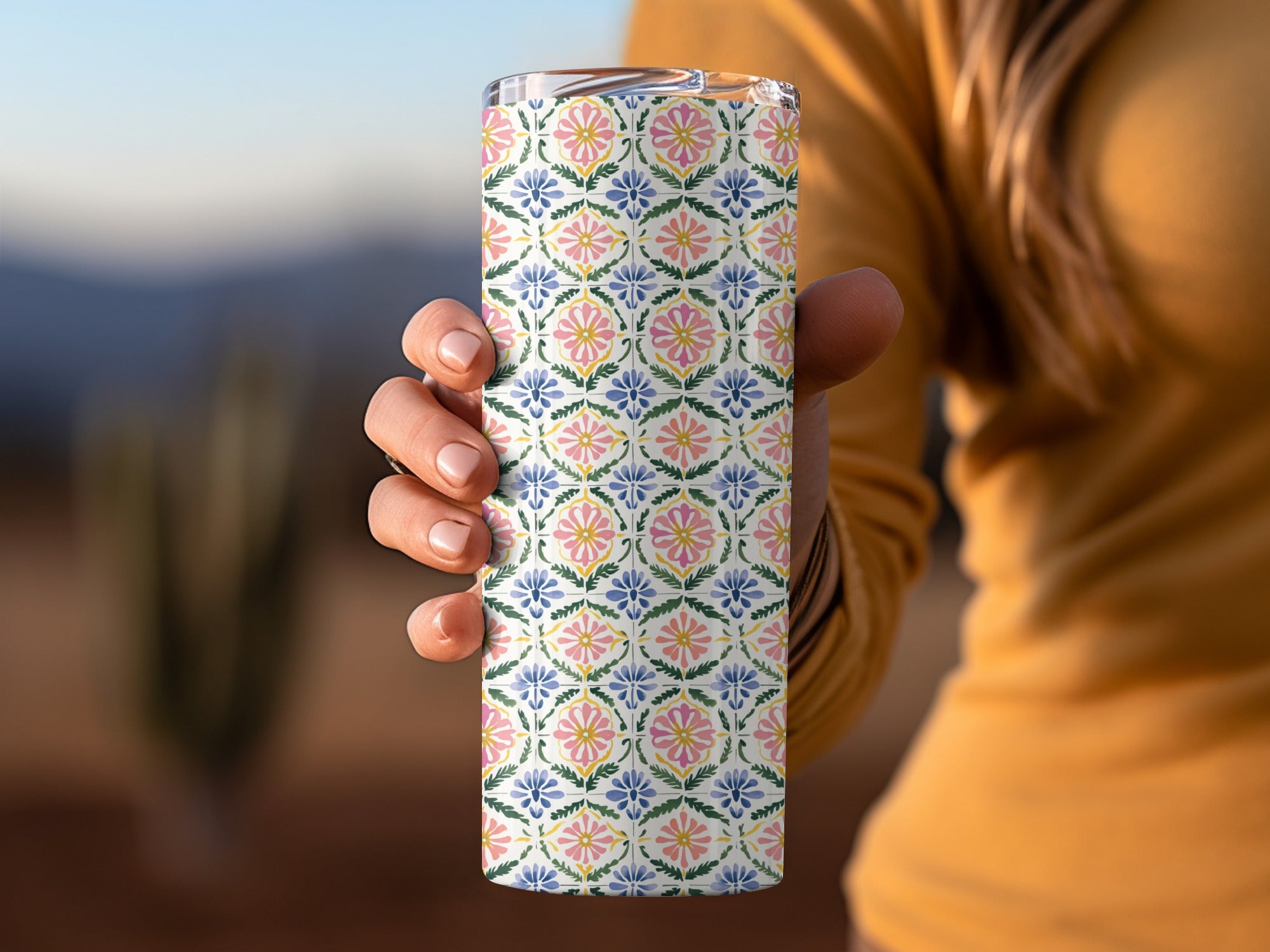 Floral Pattern Insulated Travel Tumbler beverage container