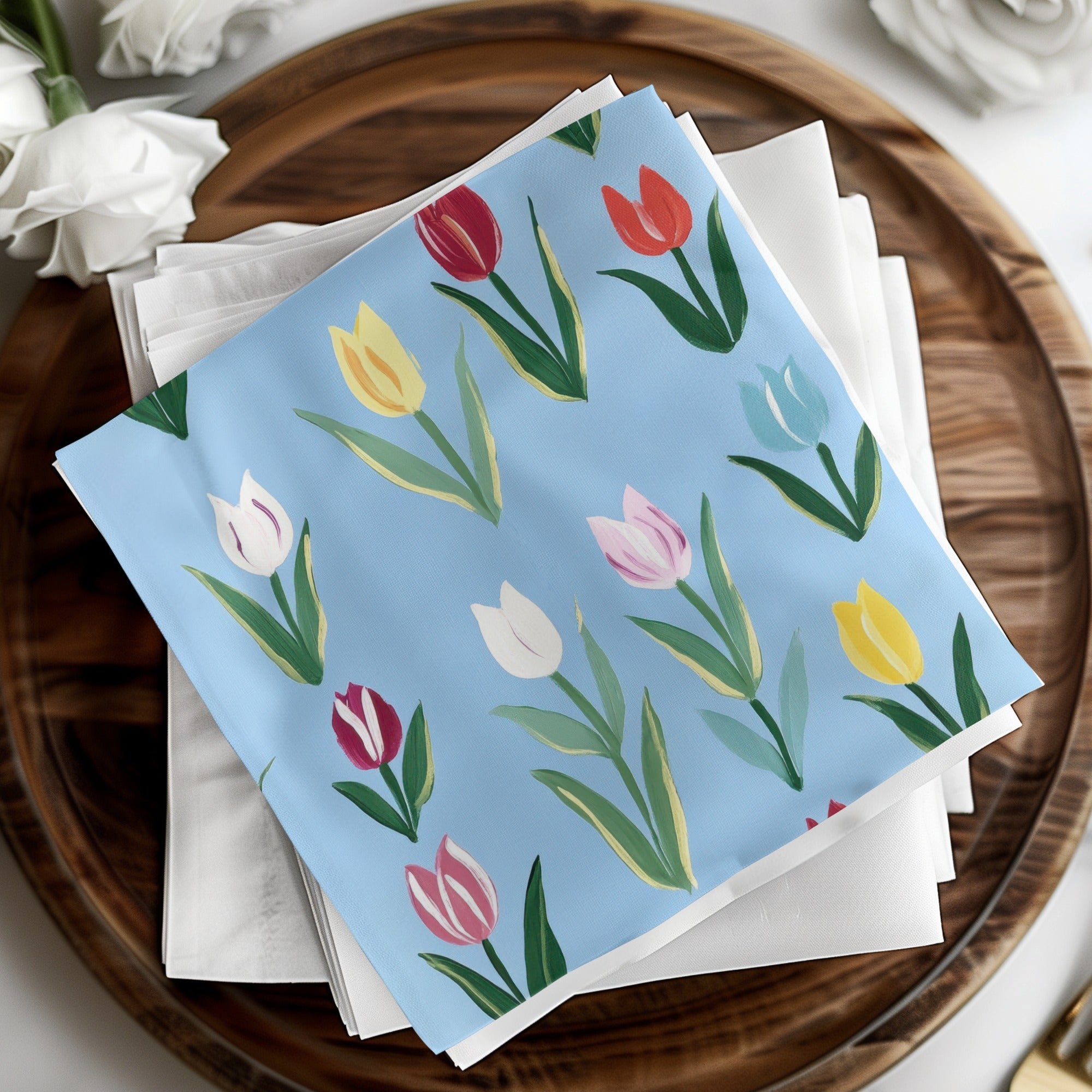 Painted Tulips Repeating Background Pattern Commercial Use