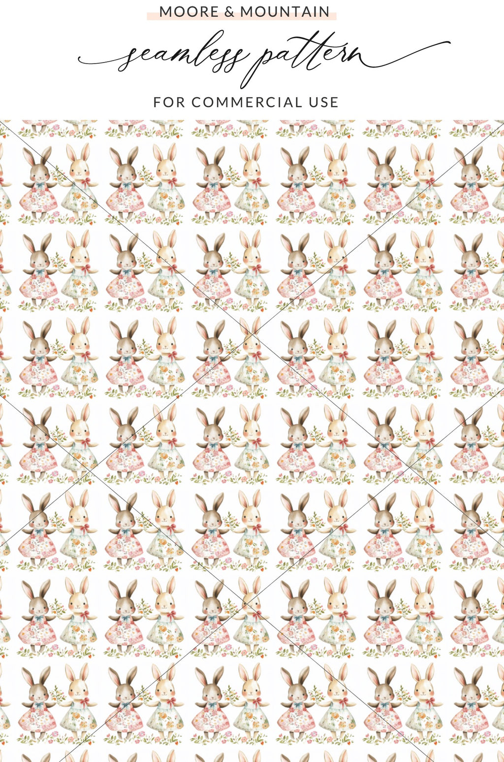 Cute Rabbit Floral Dress Seamless Pattern product type