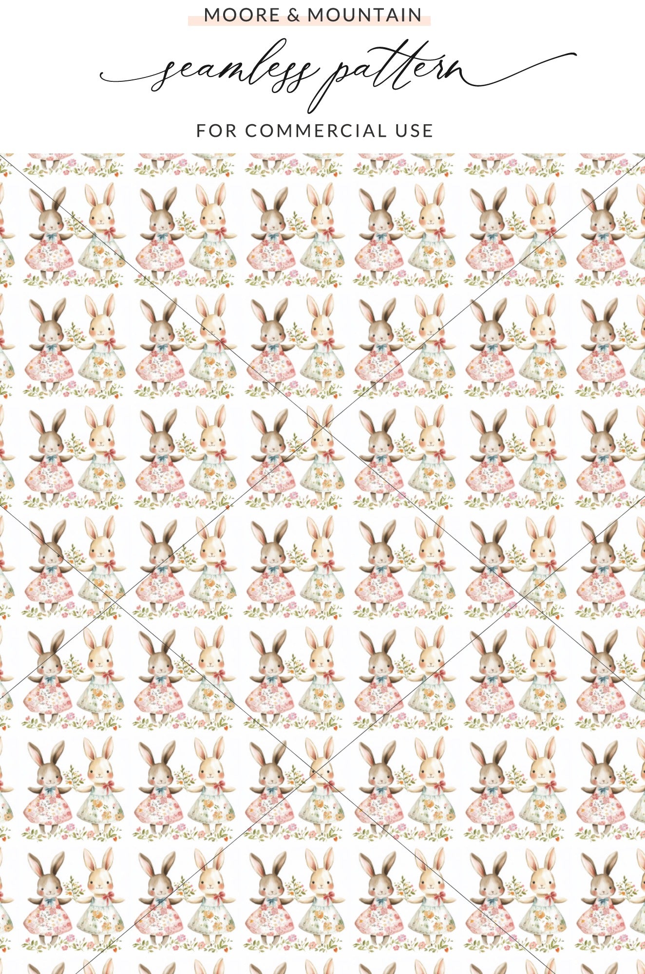 Cute Rabbit Floral Dress Seamless Pattern product type