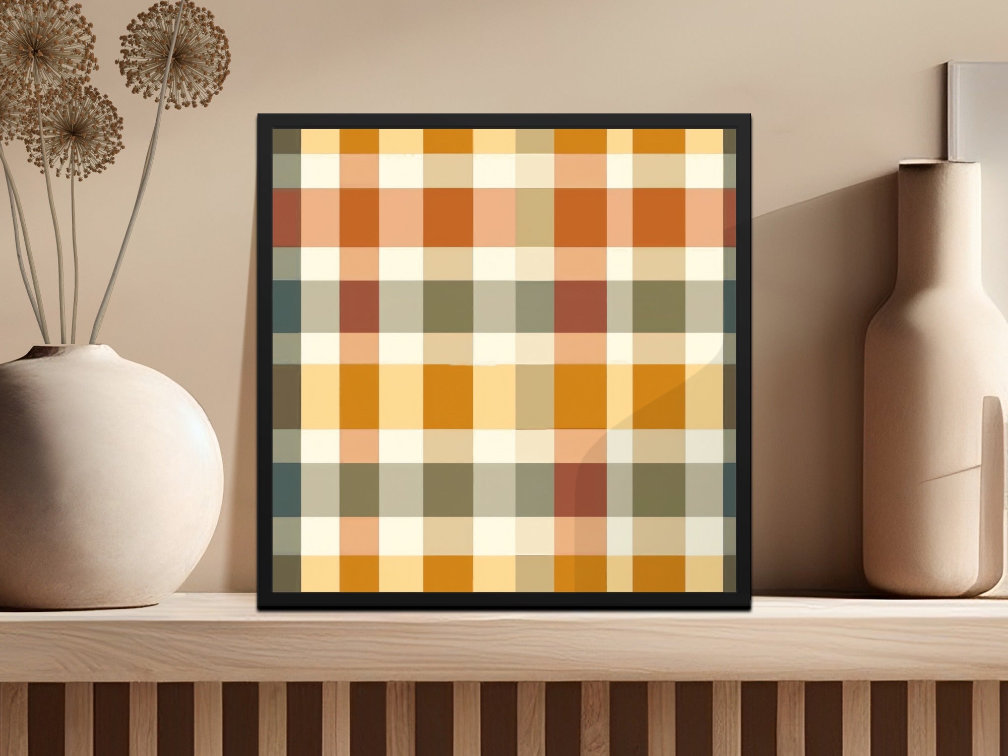 Autumn Plaid Pattern Wall Art Framed Artwork