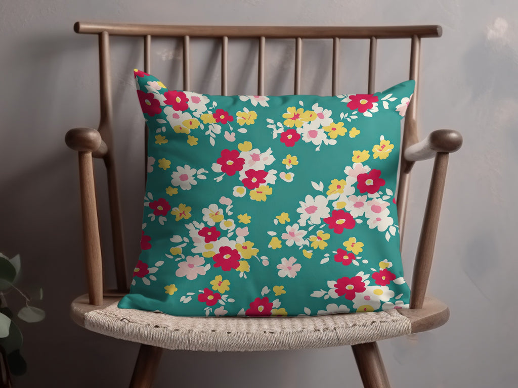 Colorful Floral Decorative Throw Pillow for Home Decor