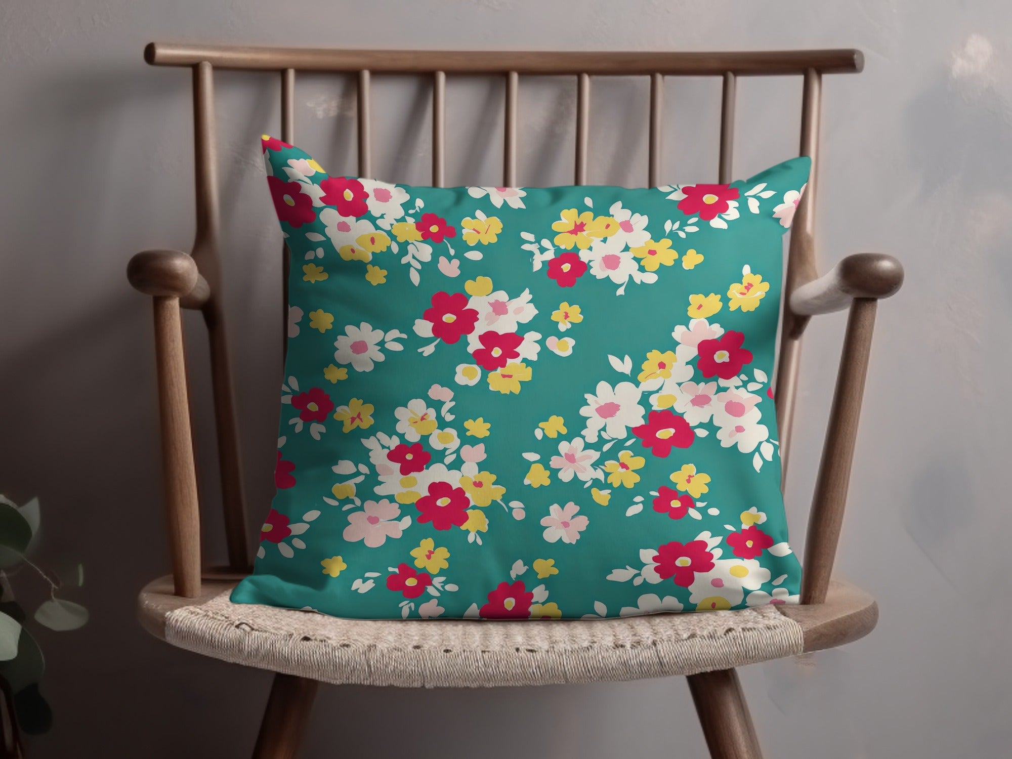 Colorful Floral Decorative Throw Pillow for Home Decor