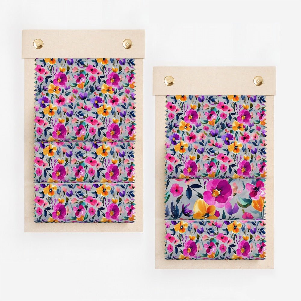 Vibrant Floral Patterned Fabric Swatches Set Bundle