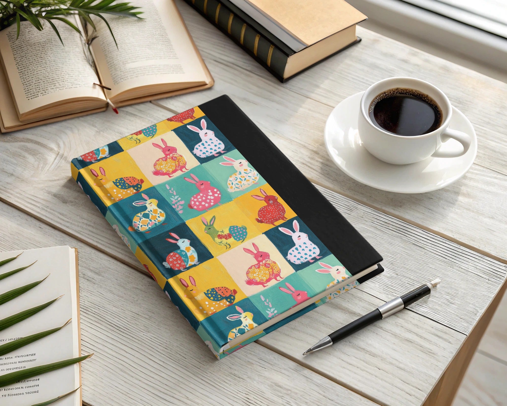 Colorful Bunny Art Hardcover Journal Notebook