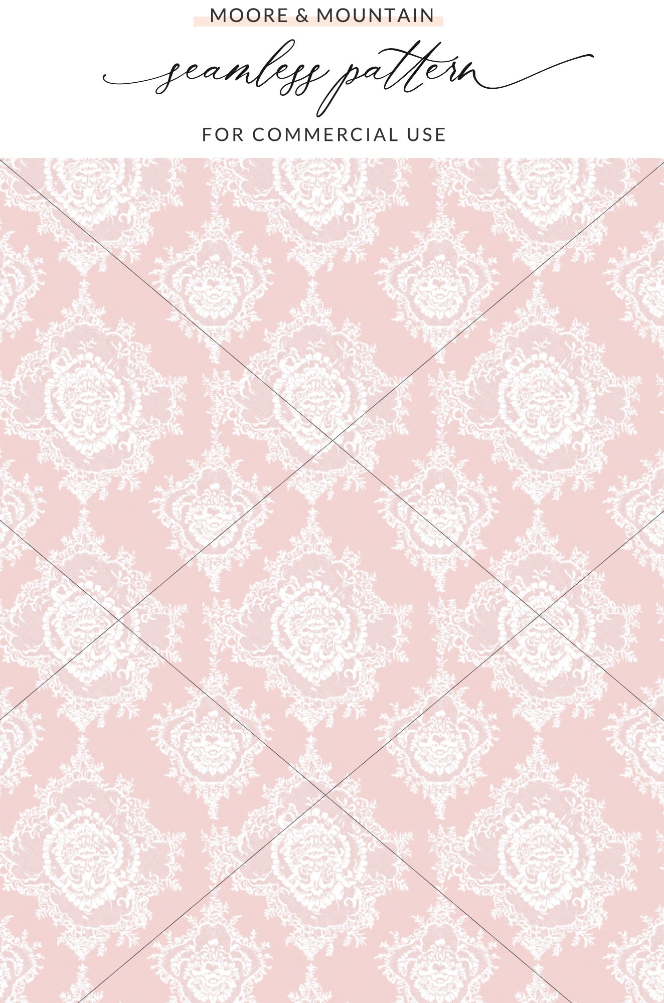 Seamless Pattern Pink and White Damask Commercial Use