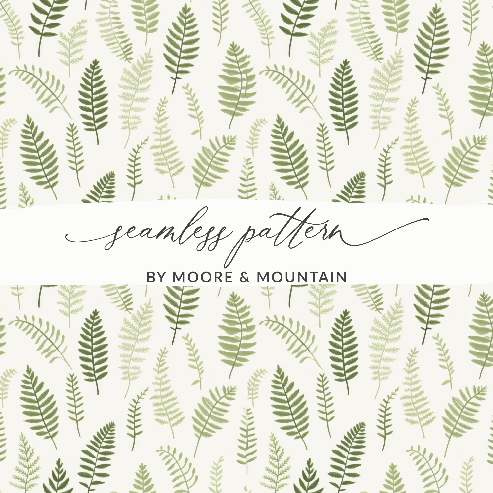 Green Fern Pattern Seamless Wallpaper Design Print