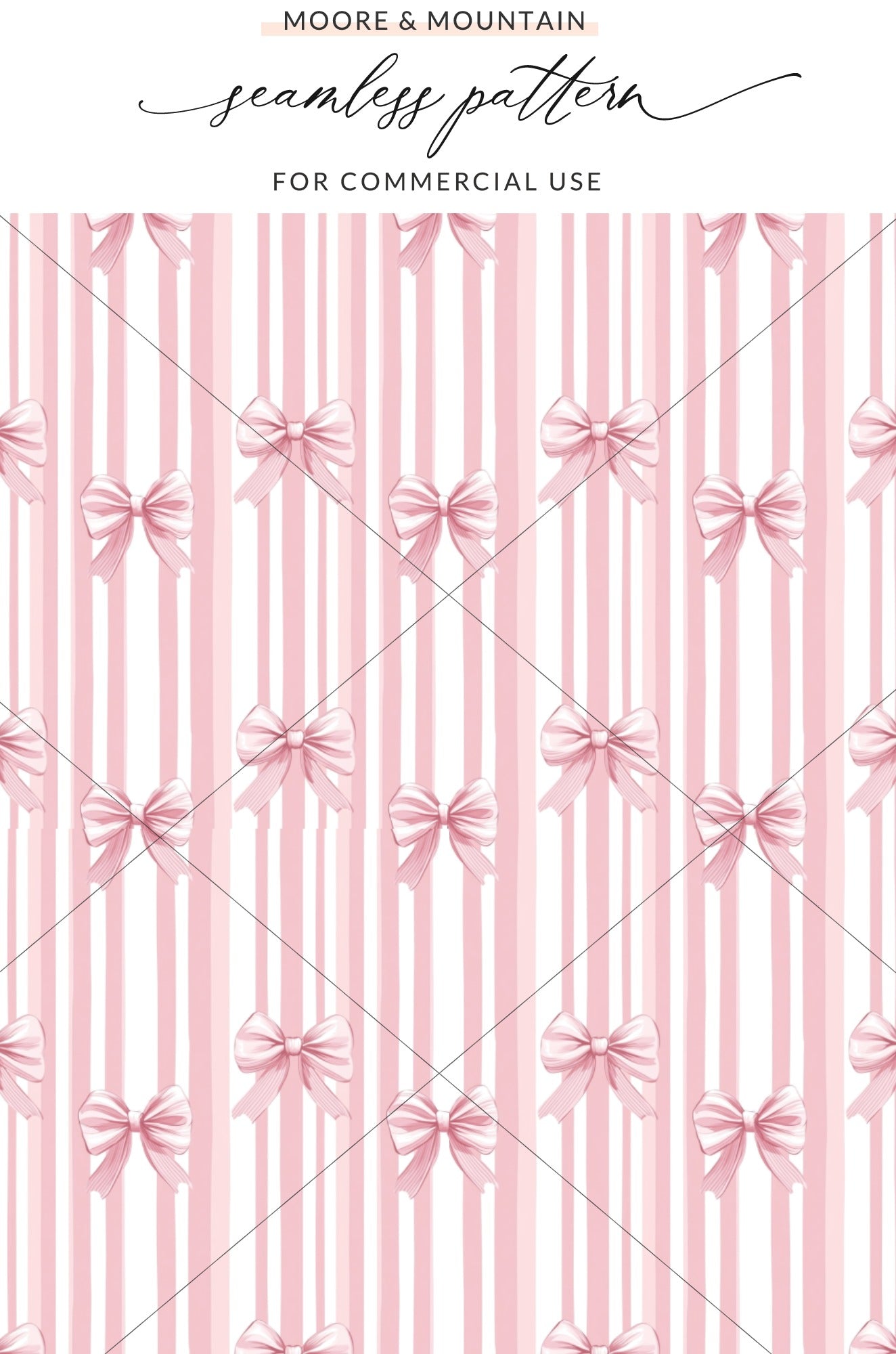 Pink and White Striped Pattern with Bows Design