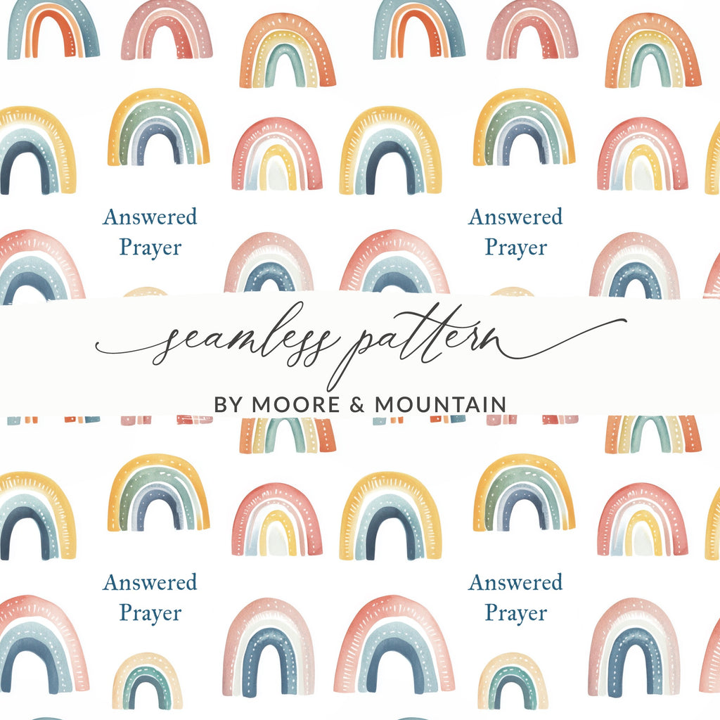 Colorful Rainbow 'Answered Prayer' Seamless Pattern